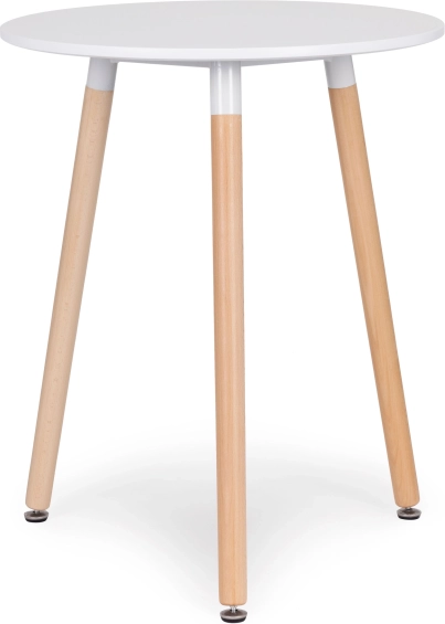 ModernHome škandinávsky okrúhly stôl 60 cm, biela doska a bukové nohy