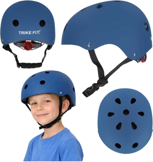 Detská cyklistická prilba TRIKE FIX s LED, veľkosť S 48–54 cm, tmavomodrá