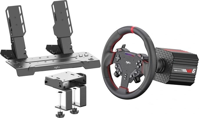 Súprava pretekárskeho simulátora PXN VD6 s direct drive volantom a pedálmi