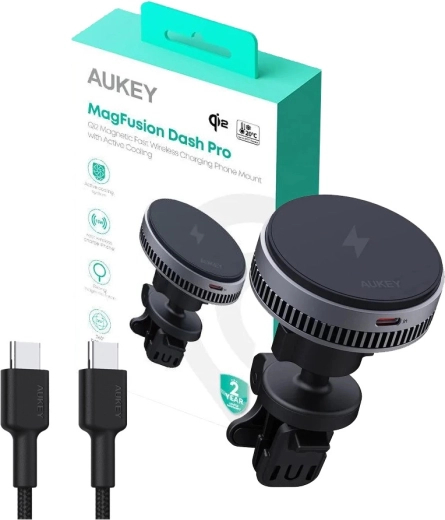 Aukey MagFusion Dash Pro magnetický držiak do auta s aktívnym chladením Qi2
