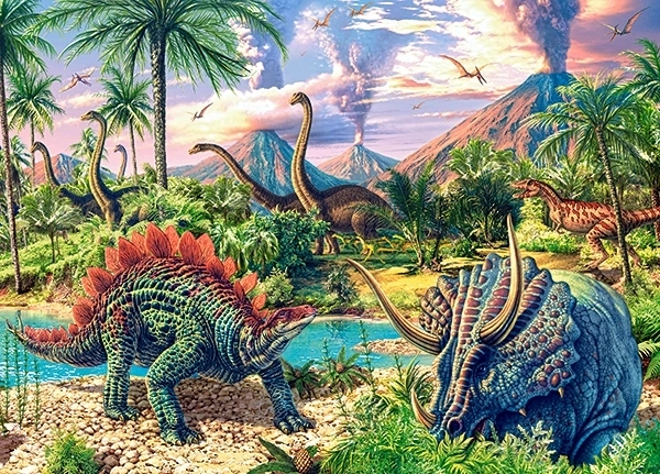 Puzzle 120 dielikov Dinosaur Volcanos