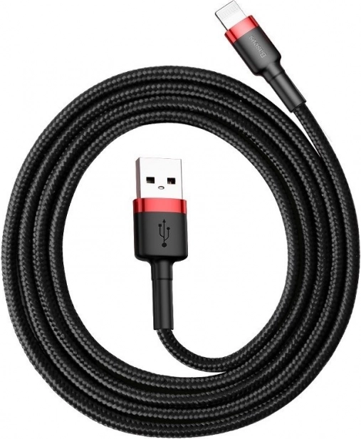 Baseus Cafule USB–Lightning kábel 1 m, 2,4 A, červeno‑čierny