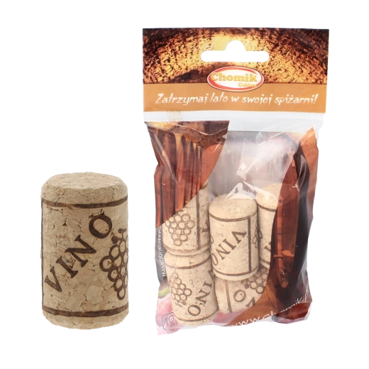 Prírodné korkové zátky s motívom hrozna 23 × 38 mm – sada 5 ks