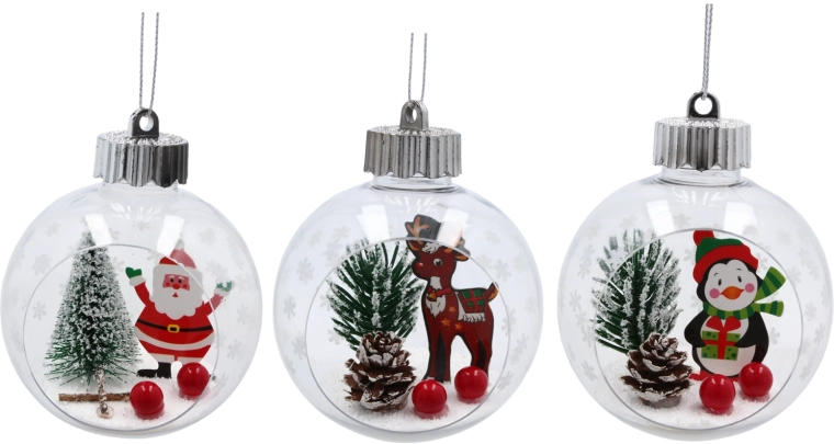 Vianočná priesvitná guľa so zimnou scénou 8 cm