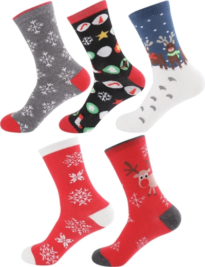 Vianočné bavlnené farebné ponožky 5 párov 37–43