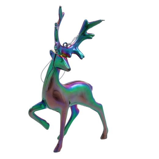 Vianočná ozdoba sob s dúhovým perleťovým efektom 10 × 15 cm