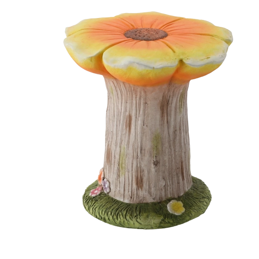 Záhradný stojan na kvetináč s oranžovým kvetom