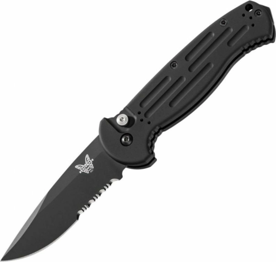Benchmade AFO II automatický vreckový nôž 9 cm, čierny Cerakote, puzdro Cordura