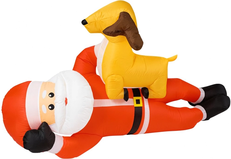 Nafukovací Santa s sobom 210 cm s LED podsvietením