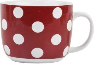 Polievkový hrnček s bodkami 730 ml červený keramický BANQUET
