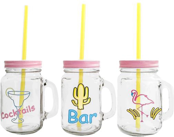 Pohár Mason s viečkom a slamkou 450 ml – leto