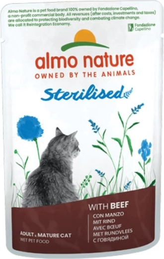 Almo Nature Holistic Sterilized Cat kapsička pre kastrované mačky hovädzie 70 g