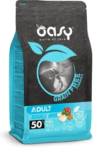 Oasy bezobilné granule pre dospelé psy Small/Mini s rybou 2,5 kg