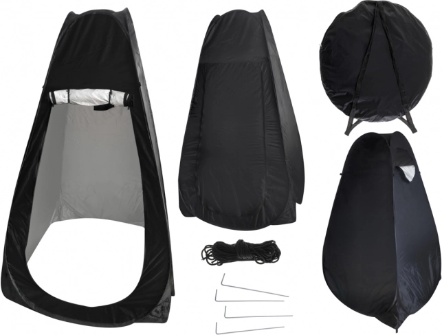 Samorozkladací súkromný stan na sprchu a prezliekanie, čierny