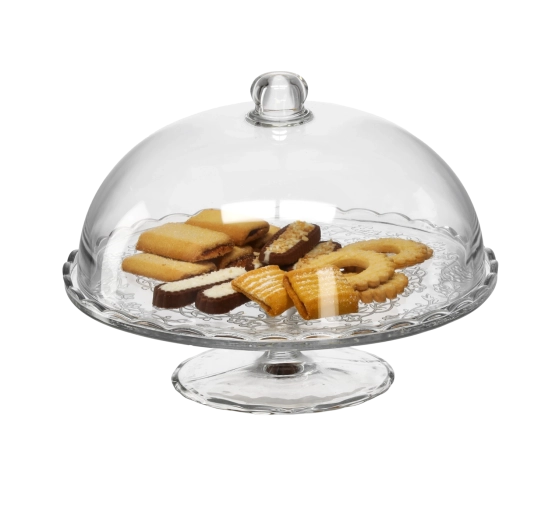 Sklenená poschodová misa s pokrievkou 29 cm