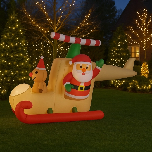 Nafukovací Santa na saniach s LED, 160 cm