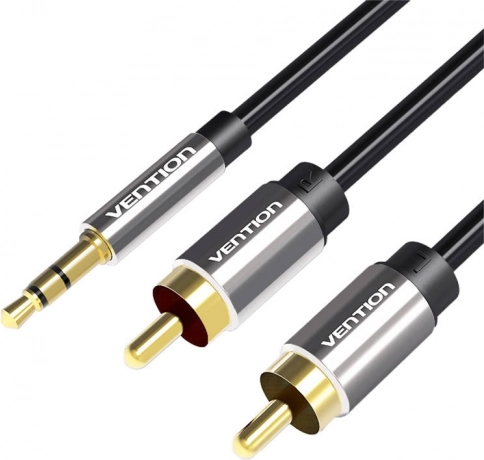 Audio kábel 2xRCA na 3,5 mm Vention BCFBD 0,5 m (čierny)