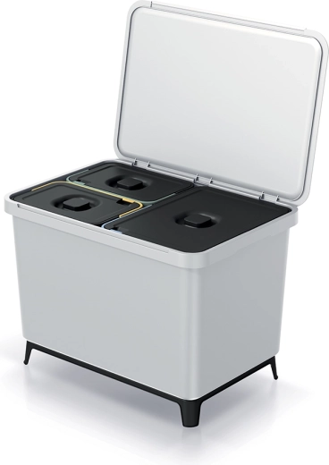 Triediaci odpadkový kôš PROSPERPLAST Systema 1×23 l + 2×10 l, popolavý