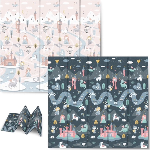 Skladacia penová hracia podložka 200 × 180 × 1 cm NUKIDO – obojstranná, vodoodolná, XPE