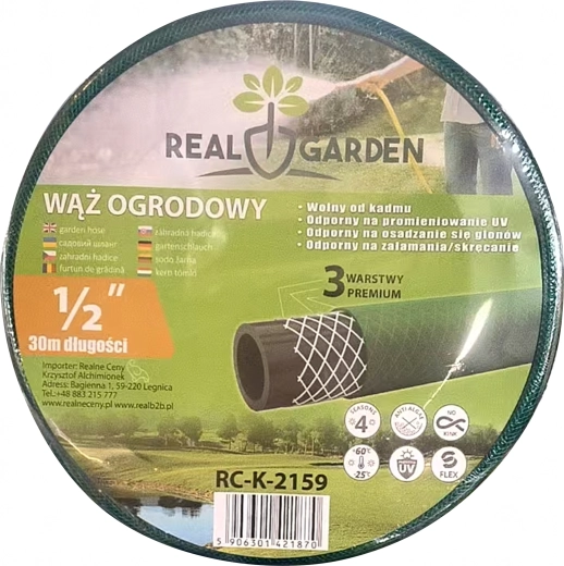 Záhradná hadica 30 m, 1/2", 3-vrstvová, pružná a odolná gumová