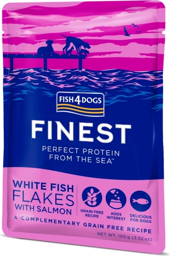 Fish4Dogs kapsička pre psy z bielej ryby s lososom 100 g