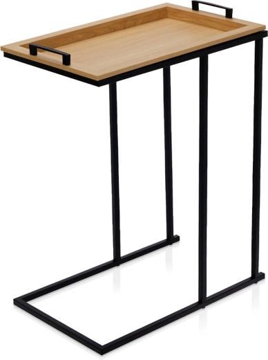 Kovový odkladací stolík ku gauču s odnímateľným podnosom 45 × 28 × 60 cm