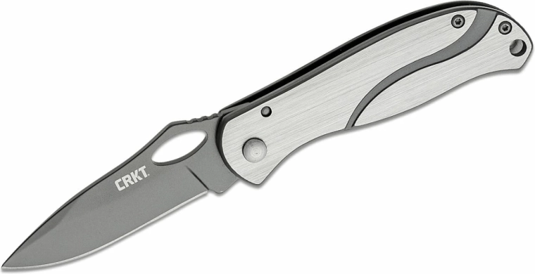 CRKT Pazoda Silver Black vreckový nôž 6,7 cm, strieborno‑šedý, celooceľový