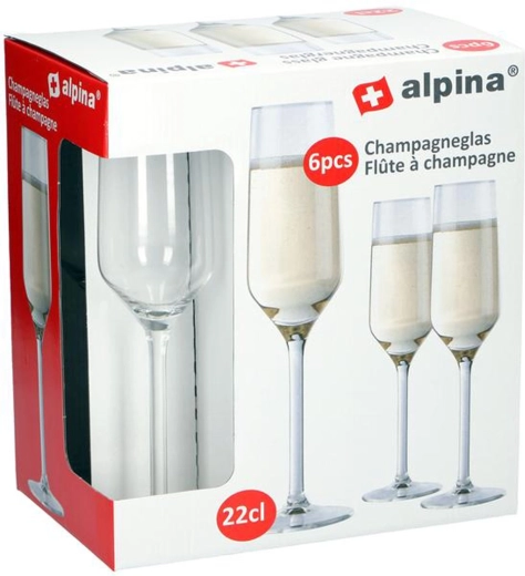 Poháre na šampanské Alpina 220 ml, sada 6 ks