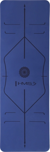 Podložka na jogu HMS YM10 – tmavomodrá TPE s vodiacimi líniami