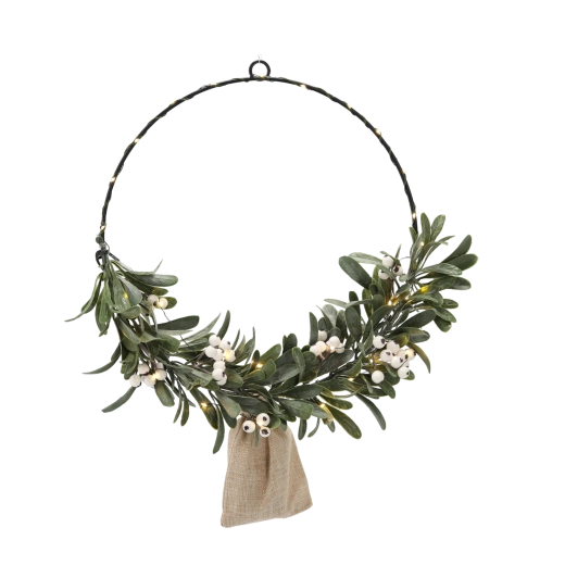 Vianočný veniec s imelom 40 cm s LED osvetlením