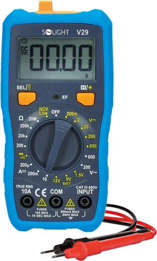 Solight digitálny multimeter True RMS s NCV, 600 V / 10 A