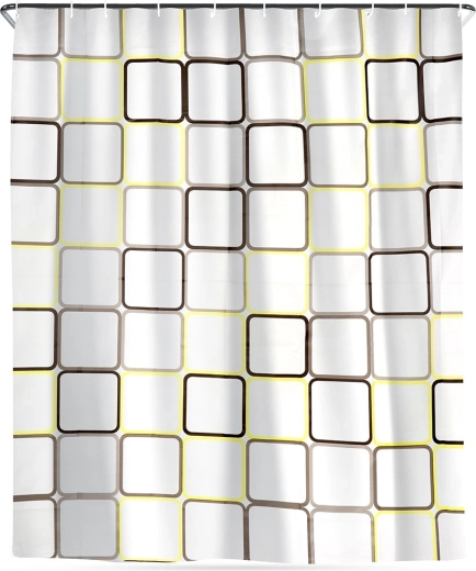 Sprchový záves s háčikmi, vodoodolný, štvorce 180 × 180 cm