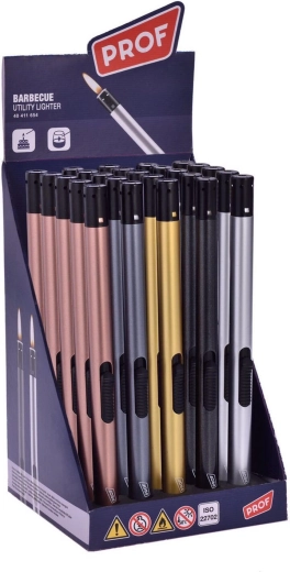 Plamienkový plniteľný zapaľovač PROF 21 cm – mix farieb