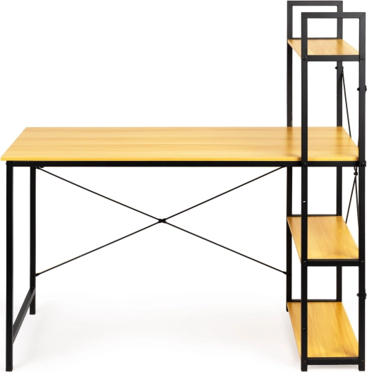 Drevený počítačový stôl s loftovými policami