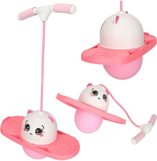 Detský pogo skákací jumper na rovnováhu bielo‑ružový