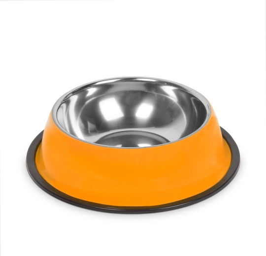 Nerezová miska pre psy s protišmykovým krúžkom 18 cm oranžová