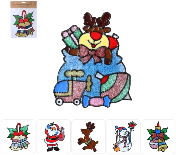 Vianočné okenné samolepky 18 × 25 cm – sada 12 ks, 6 motívov