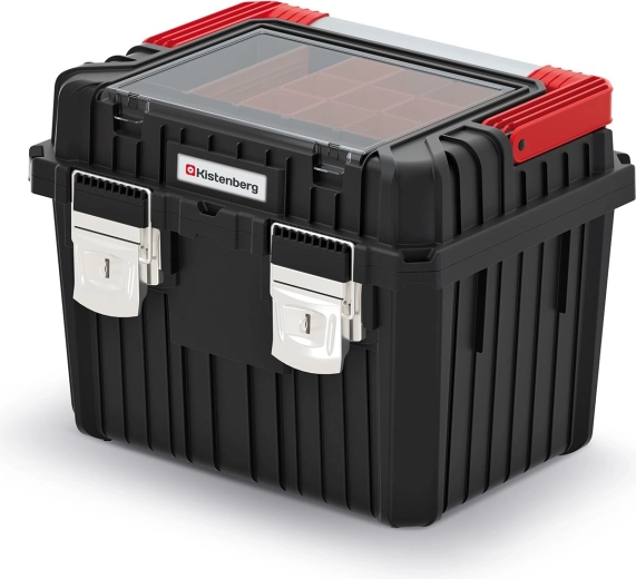 Kufor na náradie HEAVY s kovovou rukoväťou a zámkami, 445 × 360 × 337 mm, čierny