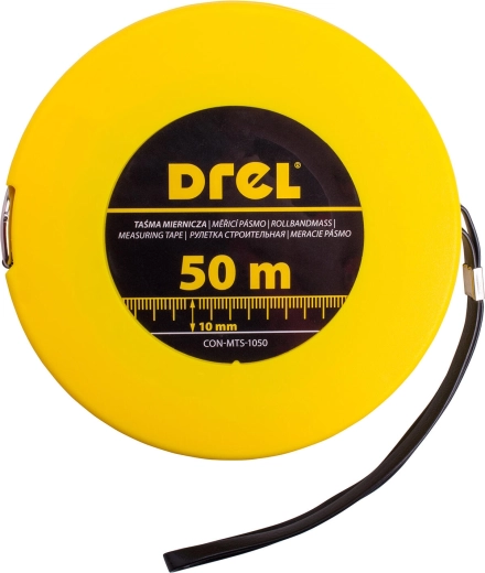 Oceľové zvinovacie meracie pásmo 50 m x 10 mm Drel