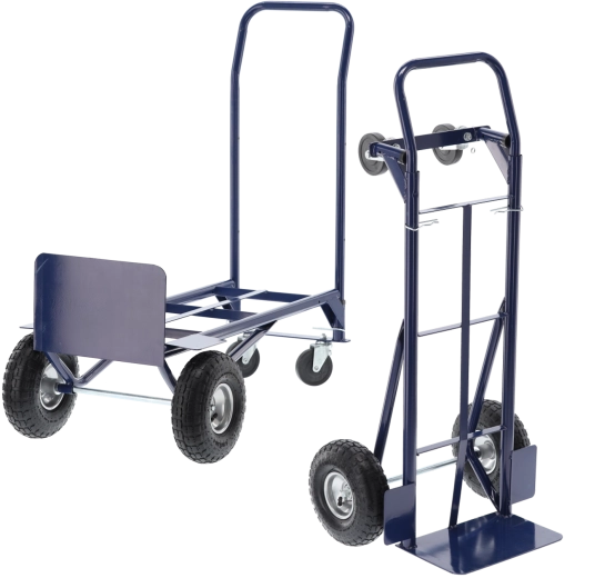 Dvojfunkčný skladací rudl a plošinový vozík, nosnosť 150/200 kg, modrý