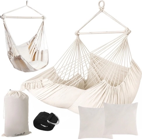 Závesné hojdacie kreslo 210 cm béžové GARDLOV