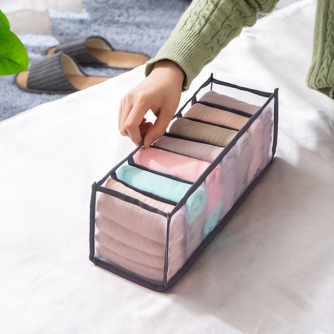 Organizér do šatníka 7 priehradiek na spodnú bielizeň - sivý