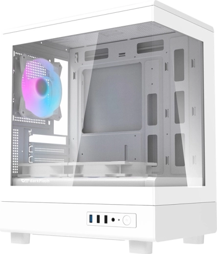 Počítačová skrinka DarkFlash DB330M Mini Tower (biela) s ARGB ventilátormi