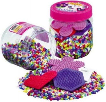 Zažehlovacie koráliky 4000 ks s podložkami a doplnkami v plastovej dóze