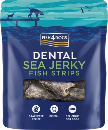 Fish4Dogs dentálne maškrty z morskej bielej ryby – pásiky 100 g