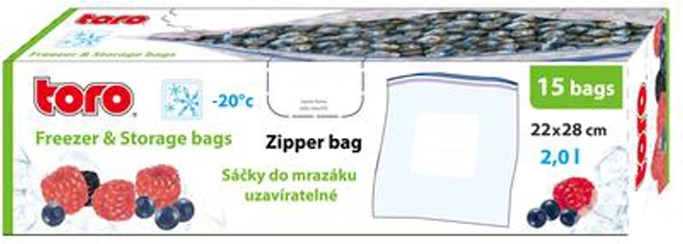 Potravinové zip sáčky na mrazenie TORO 2 l, 15 ks