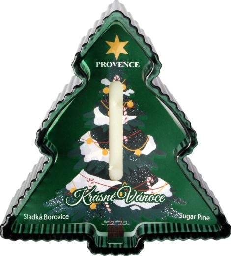 Vianočná sviečka v skle v tvare stromčeka 230 g