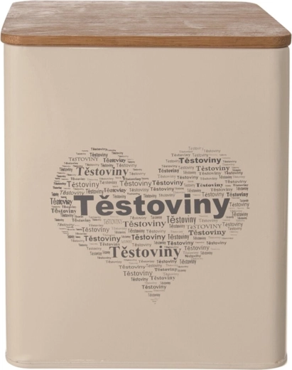 Plechová/drevená dóza na cestoviny s motívom srdca