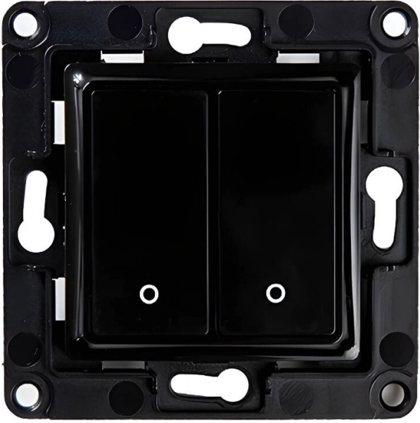 Nástenný vypínač Shelly s 2 tlačidlami, čierny