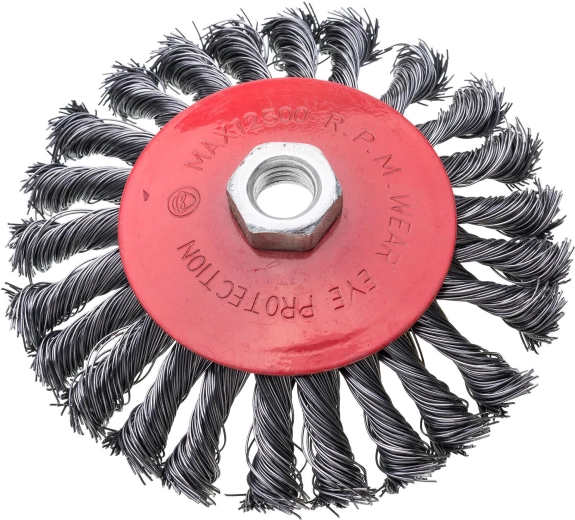 Miskový oceľový kefový kotúč 125 mm, drôt 0,3 mm, závit M14